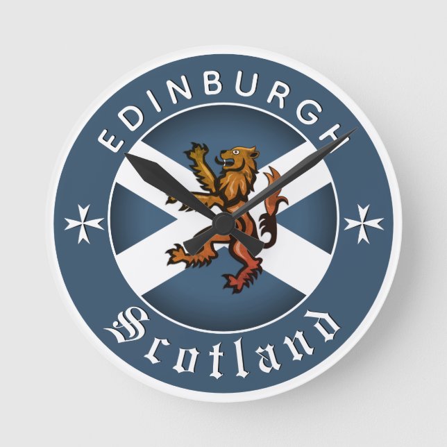 Scotland Clock, Rampant, Edinburgh, Schottische Fl Runde Wanduhr (Vorderseite)