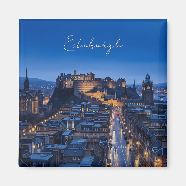 Scotland Edinburgh Castle Night Magnet (Vorne)