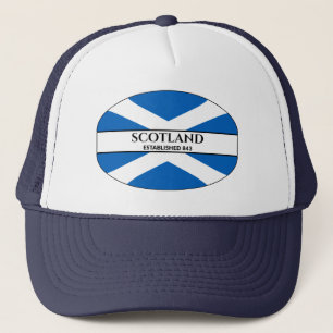 Scotland Established 843 Blue Saltire Flag Truckerkappe