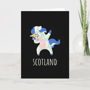 Scotland Flag Dabbing Unicorn Karte