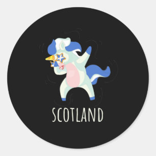 Scotland Flag Dabbing Unicorn Runder Aufkleber
