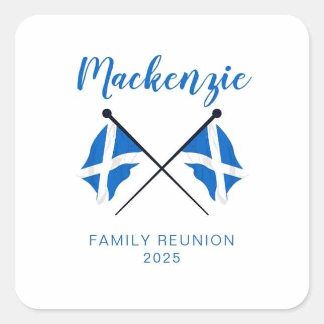 Scotland Flags Family Wiedersehen Quadratischer Aufkleber (Vorderseite)