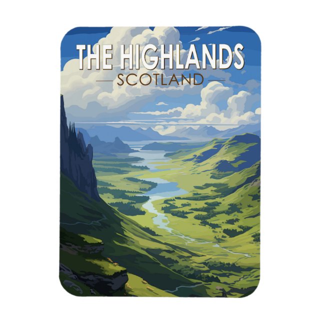 Scotland Highlands Scotland Travel Art Vintag Magnet (Vertikal)