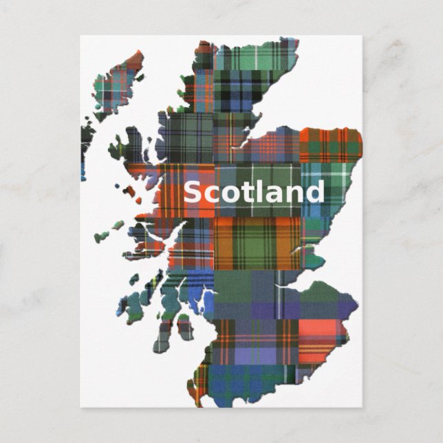 Scotland Map Multi Tartan Postkarte (Vorderseite)
