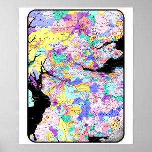 Scotland Map Scottish Clan Names Loces Image Poster