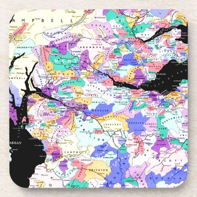 Scotland Map Scottish Clans Foto Untersetzer (Vorderseite)