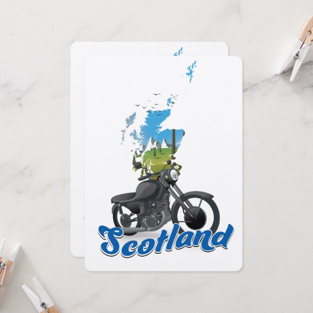 Scotland Motorrad-Karte Reiseanbieter (Vorderseite/Rückseite Beispiel)
