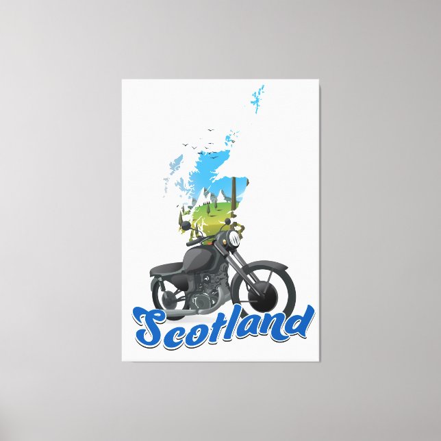 Scotland Motorrad-Karte Reiseanbieter Leinwanddruck (Vorderseite)
