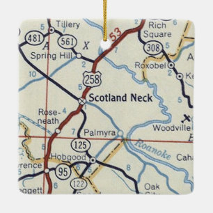Scotland Neck NC Vintage Karte Keramikornament