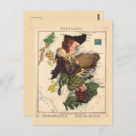 Scotland Pictorial maps Vintag Postcard Postkarte