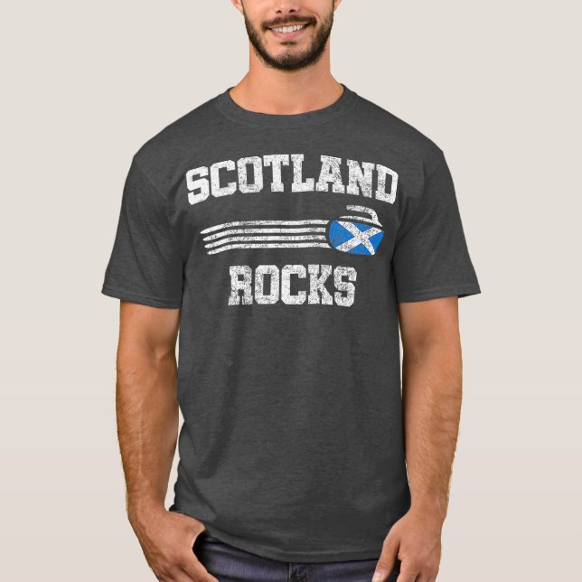 Scotland Rocks Vintag Curling T-Shirt (Vorderseite)