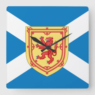 Scotland Royal Arms and Flag Quadratische Wanduhr