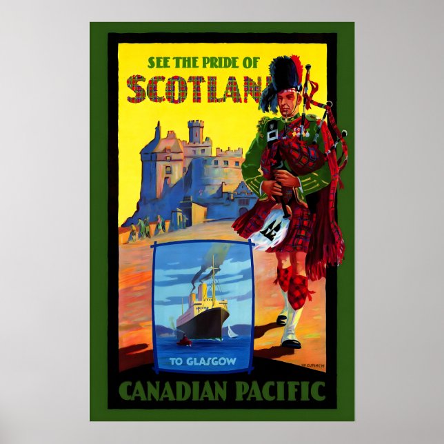 Scotland Scotsman Pipe Player Celtic Edinburgh Poster (Vorne)