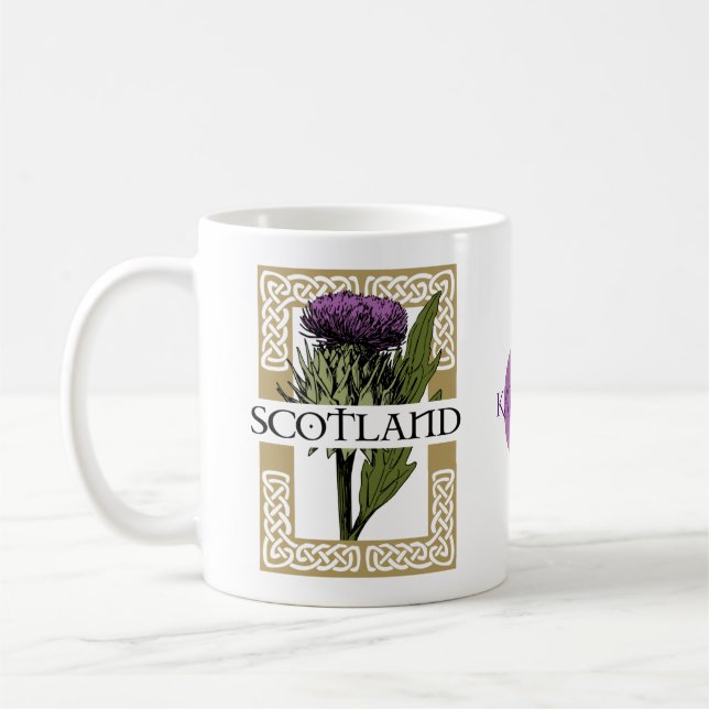 Scotland Scottish Thistle Gold Celtic Knots Kaffeetasse (Links)