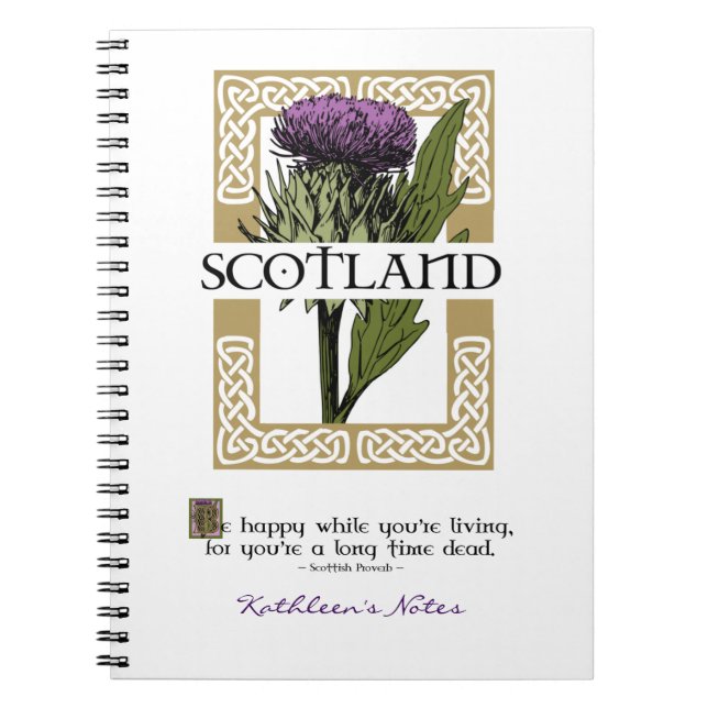 Scotland Scottish Thistle Gold Celtic Knots Name Notizblock (Vorderseite)