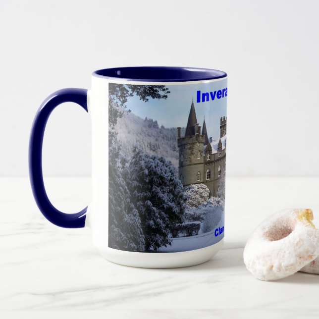 Scotland Snow Inveraray Castle Campbell Clan Tasse (Mit Donut)