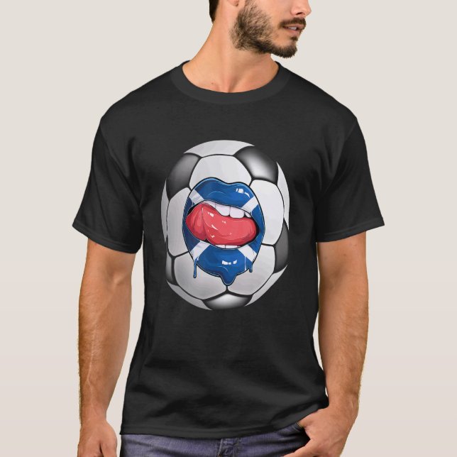 Scotland Soccer Fan Scotsman Flag Mouth T-Shirt (Vorderseite)