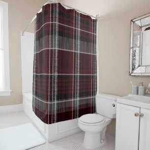 Scotland Tartan Burgundy Gray Celtic Kariert Duschvorhang