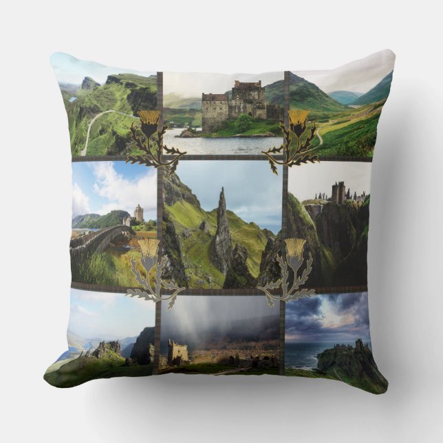 Scotland Thistles auf Fraser Tartan Pillow Kissen (Vorderseite)