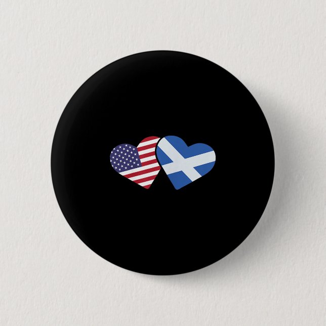 Scotland Usa Flag T Shirt Heart Scottish American  Button (Vorderseite)