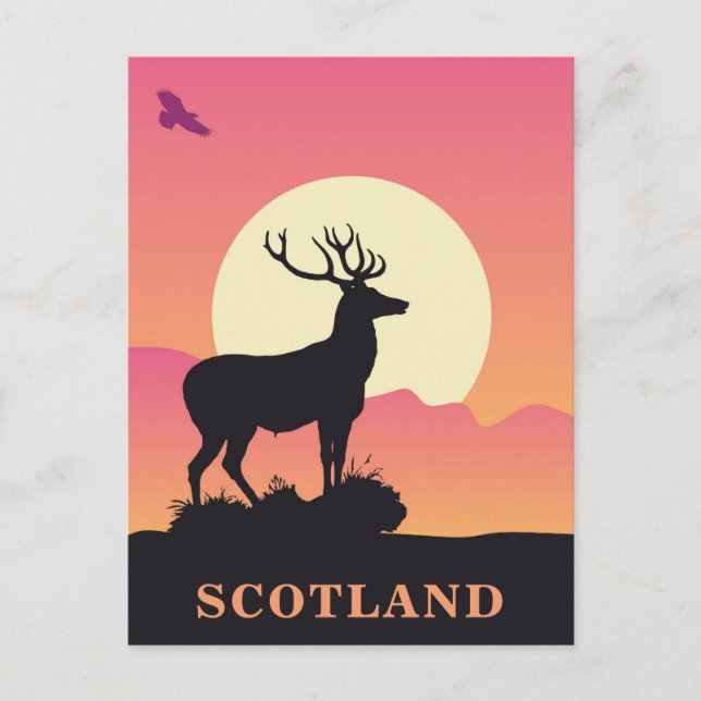 Scotland Vintage Travel Sunset Postkarte (Vorderseite)
