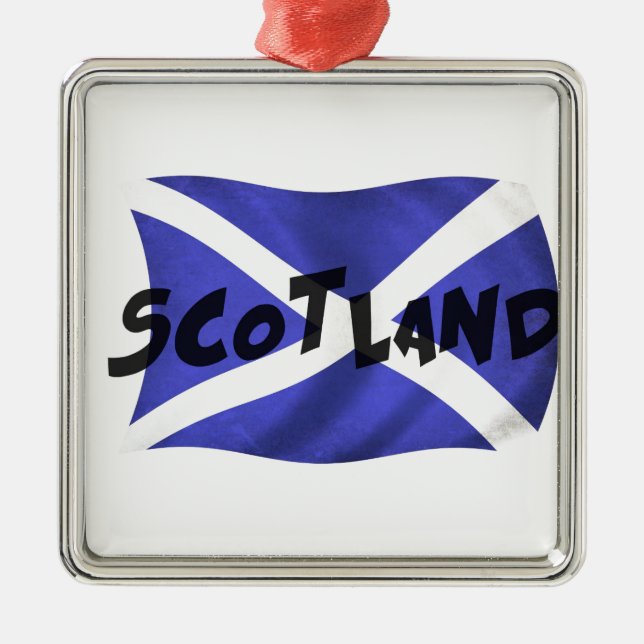 Scotland Wavy Flag Ornament Aus Metall (Vorne)