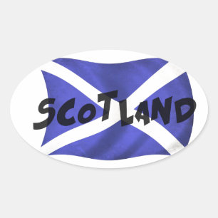 Scotland Wavy Flag Ovaler Aufkleber
