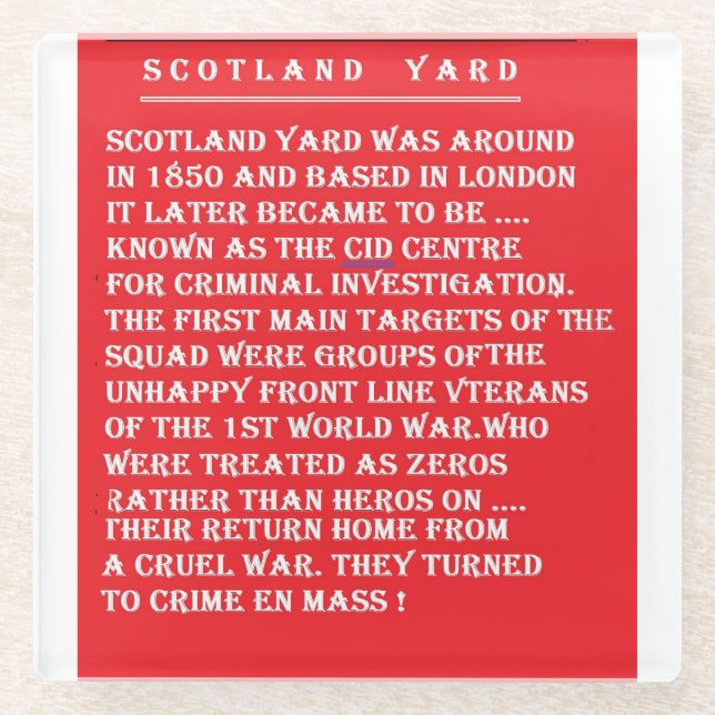 Scotland Yard die Geschichte von London England Glasuntersetzer (Vorderseite)