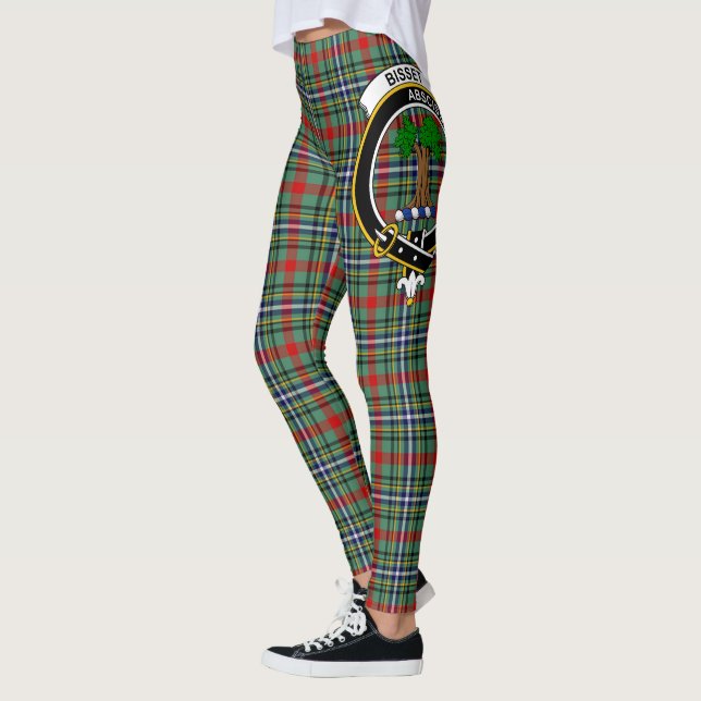 Scotstee Clan Bisset Pattern Wappen Tartan Women Leggings (Links)