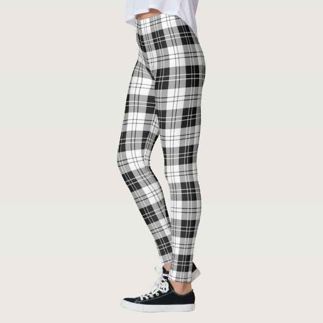 Scotstee Clan Erskine Black and White Tartan Women Leggings (Links)