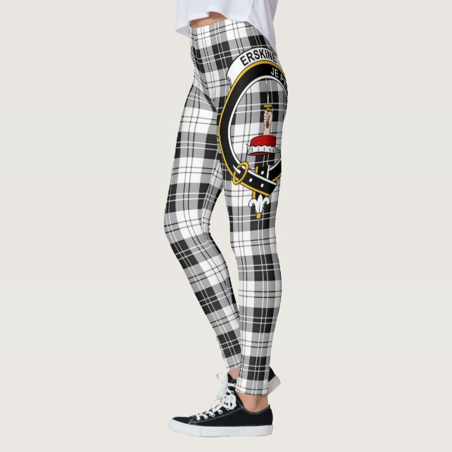 Scotstee Clan Erskine Black and White Wappen Tarta Leggings (Links)