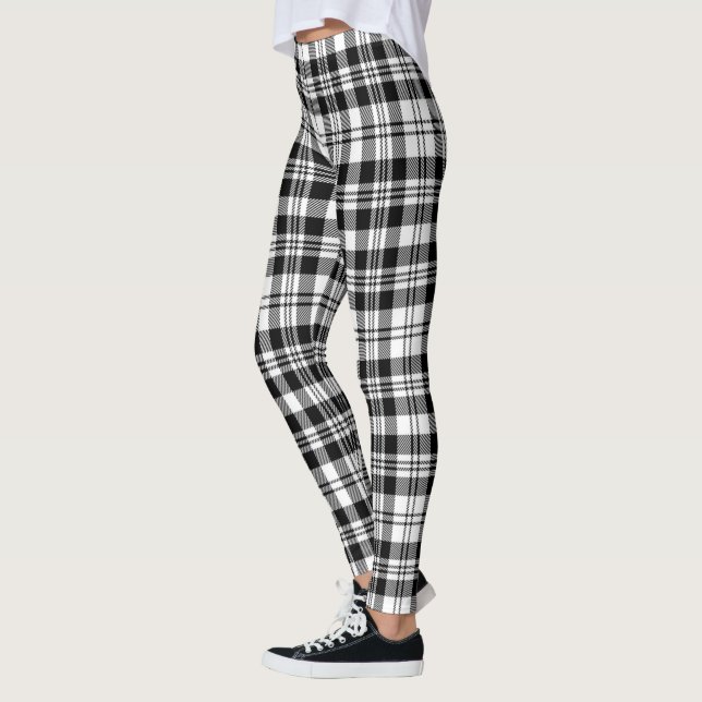 Scotstee Clan Scott Schwarz-weiß Modern Tartan Leggings (Links)