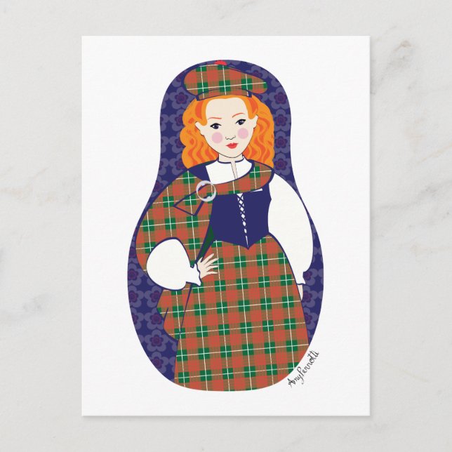 Scotswoman Matryoshka Postcard Postkarte (Vorderseite)