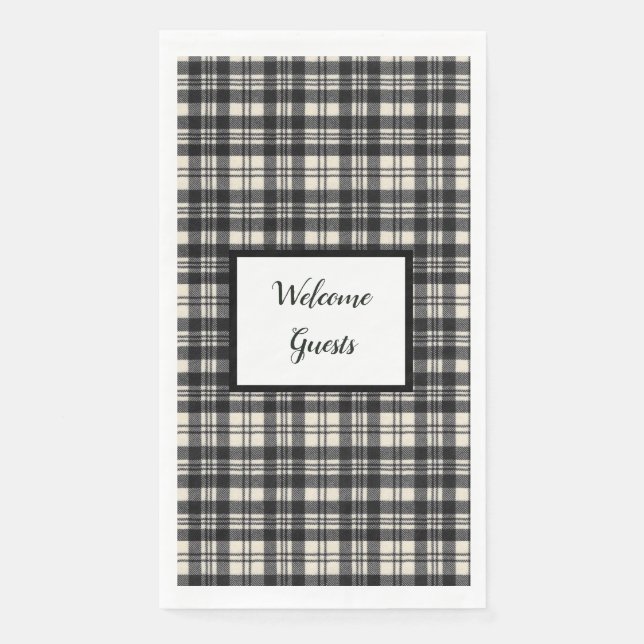 Scott Black und White Modern Scottish Clan Tartan Serviette (Vorderseite)