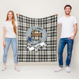 Scott Black - White Ancient Clan Abzeichen Tartan  Fleecedecke