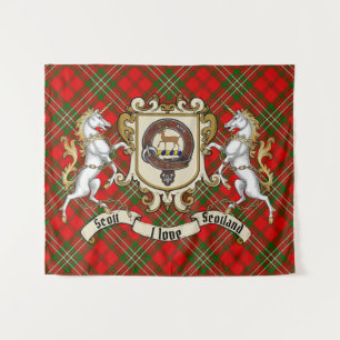 Scott Clan Abzeichen & Unicorns w/Tartan Wandteppich