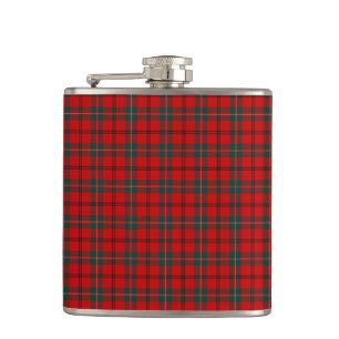 Scott Clan Tartan Bright Red and Green Kariert Flachmann