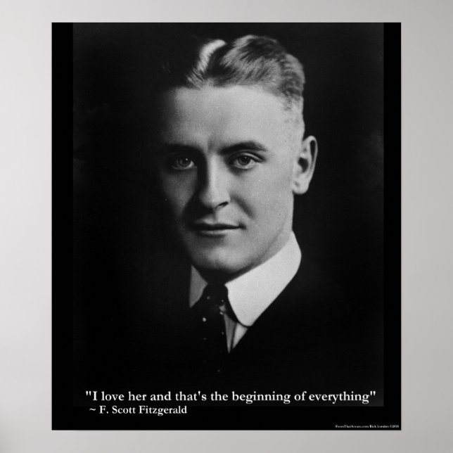 Scott Fitzgerald "Liebe/Anfang" Zitatposter Poster (Vorne)