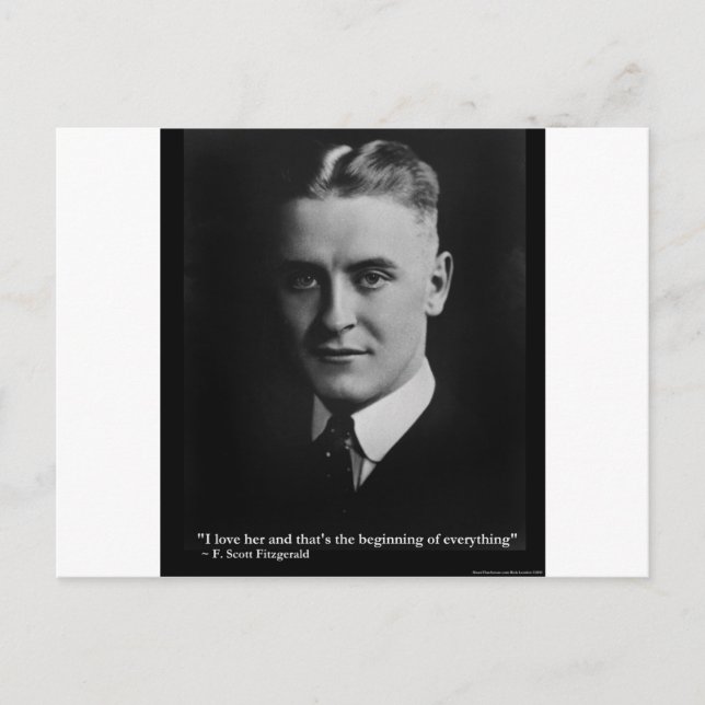 Scott Fitzgerald "Liebe/Beginning" Zitatgeschenke  Postkarte (Vorderseite)