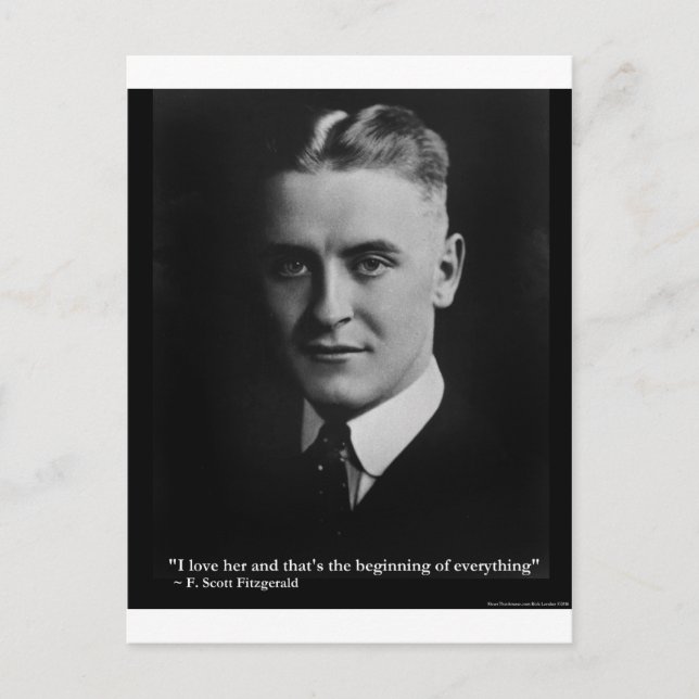 Scott Fitzgerald "Liebe/Beginning" Zitatgeschenke  Postkarte (Vorderseite)