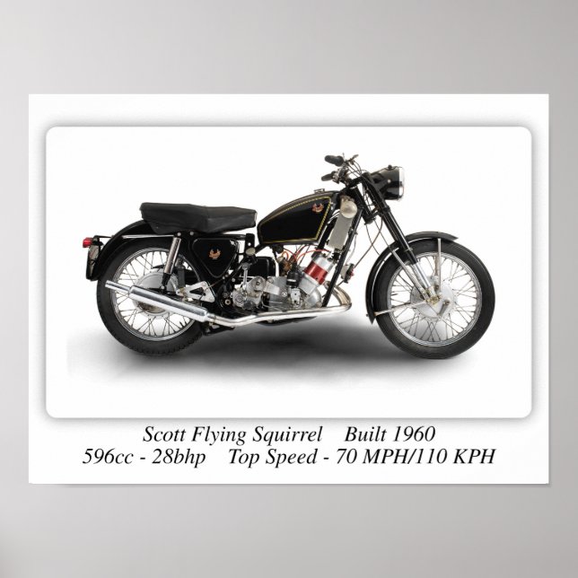 Scott Flying Squirrel Motorrad - A3 Print Poster (Vorne)