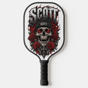 Scott Gothic Schädel personalisierter Namensentwur Pickleball Schläger
