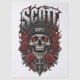 Scott Gothic Schädel personalisierter Namensentwur Seidenpapier