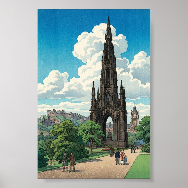 Scott Monument of Edinburgh Japanese Woodblock Pri Poster (Vorne)