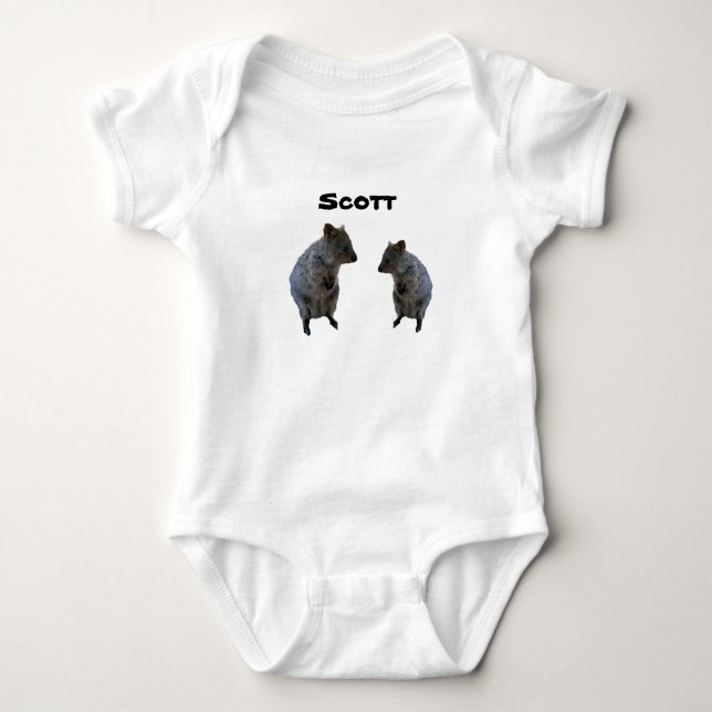 Scott Name mit australischen Quokkas, Baby Bodysui Strampler (Vorderseite)