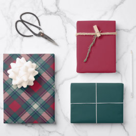 Scott Red Green Modern Scottish Tartan Geschenkpapier Set