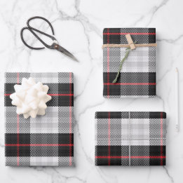 Scott Schwarz-weiß Modern Scottish Tartan Geschenkpapier Set