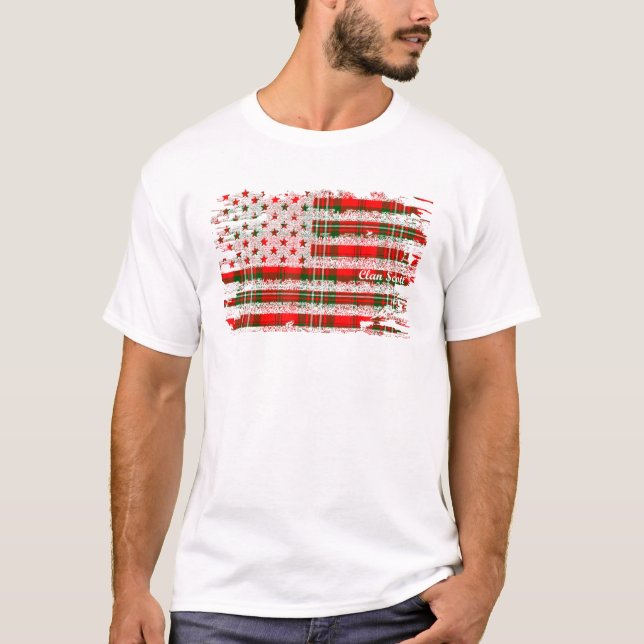 Scott Surname American Flag Scottish Clan Tartan T-Shirt (Vorderseite)