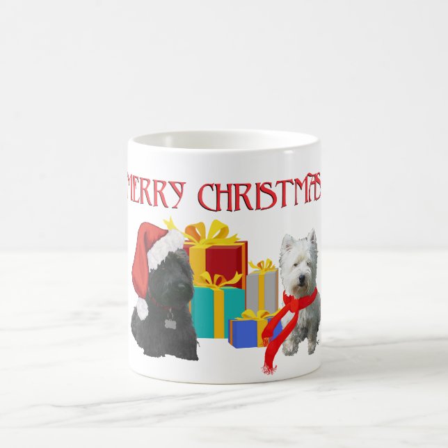 Scottie and Westie Merry Christmas Tasse (Mittel)