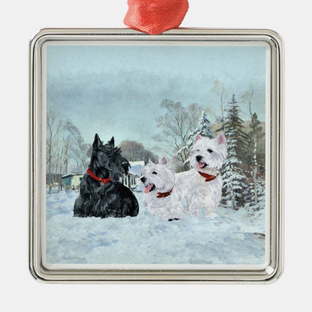 Scottie and Westies Ornament Aus Metall (Vorne)